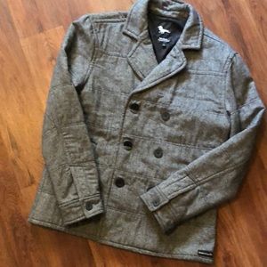 Men’s winter pea coat style.  Modern Amusement. Size large